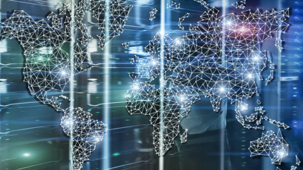 istock Global World Map Double Exposure Network. Telecommunication, International business Internet and technology concept 1088104602