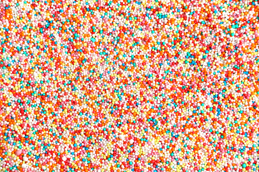Colorful confectionary on a white surface