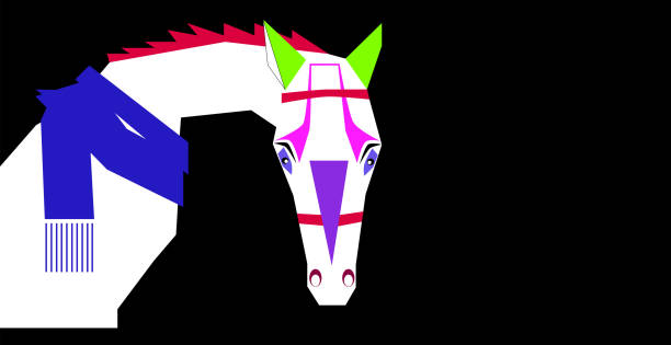 istock Funny horse with scarf, vivid modern colors backgound vector illustration 1088115474