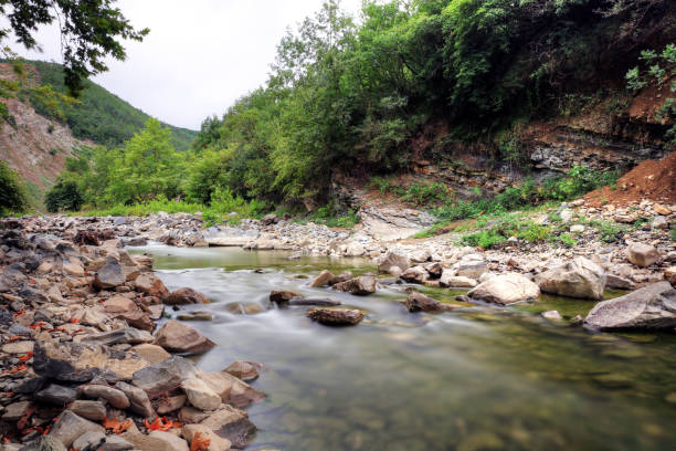 larga exposición de kurtun creek en samsun, turquía - mountain stream fotografías e imágenes de stock