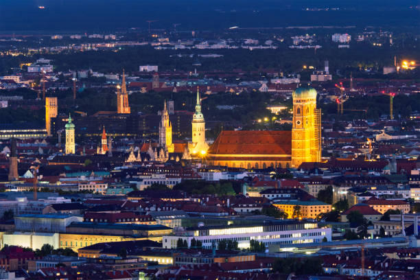 istock Night aerial view of Munich, Germany 1088126104