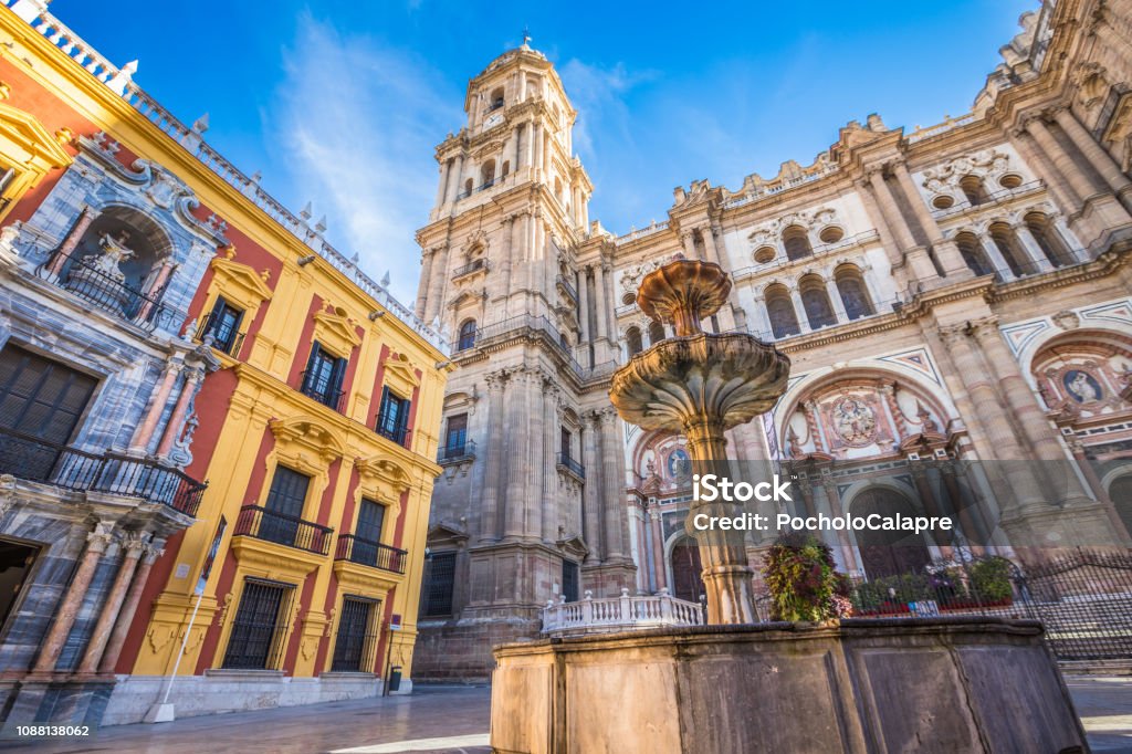 The facade of Malaga Cathedral Spain Málaga - Málaga Province Stock Photo