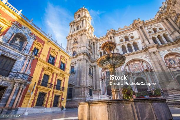 The Facade Of Malaga Cathedral Stock Photo - Download Image Now - Málaga - Málaga Province, Málaga Province, Spain