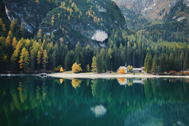 istock Little Church By Beautiful Lake 1088141398