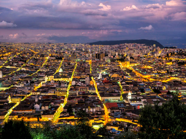Night view of Quito (Ecuador) from El Panecillo.