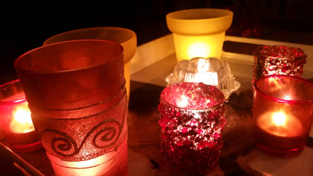 istock Colorful candlelight in the darkness 1088144274