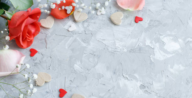 istock Red roses and small white flowers 1088157930