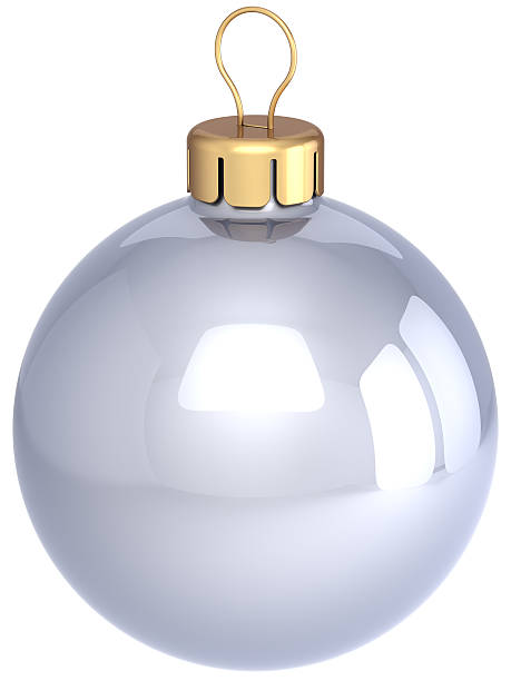 istock White Christmas ball classic silver Xmas decoration 108815819