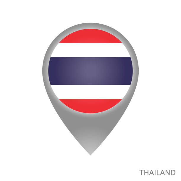 Thailand point Map pointer with flag of Thailand. Colorful pointer icon for map. Vector Illustration. thailand flag round stock illustrations