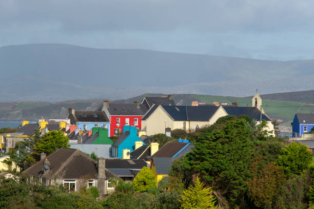 View of the coast and the village of the Inisheer Island from the sea, Galway County, Ireland