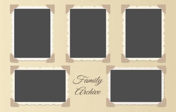 коллаж семейного фотоальбома - scrapbook photography frame scrapbooking stock illustrations