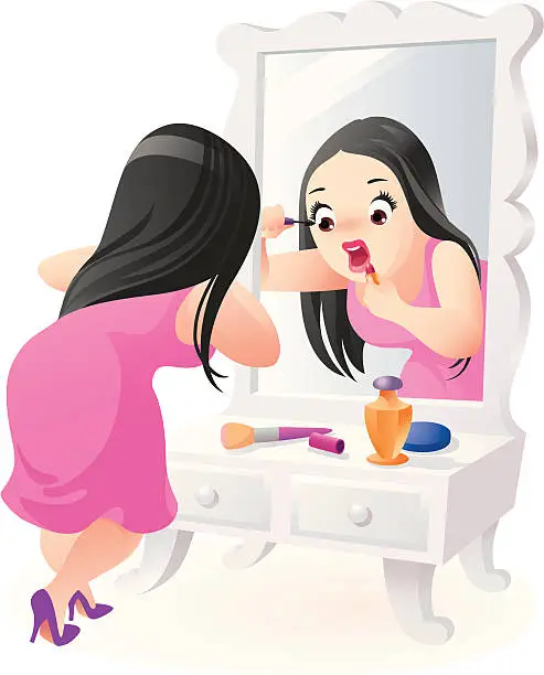 Vector illustration of Make-up in a hurry