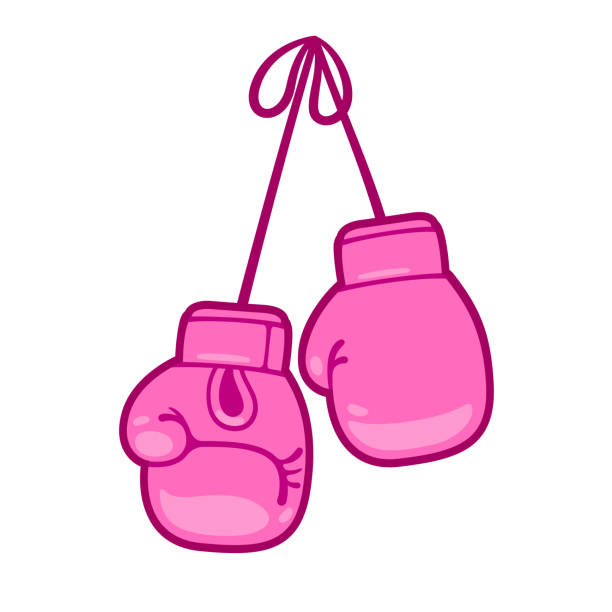 розовые боксерские перчатки - boxing glove sports glove hanging combative sport stock illustrations