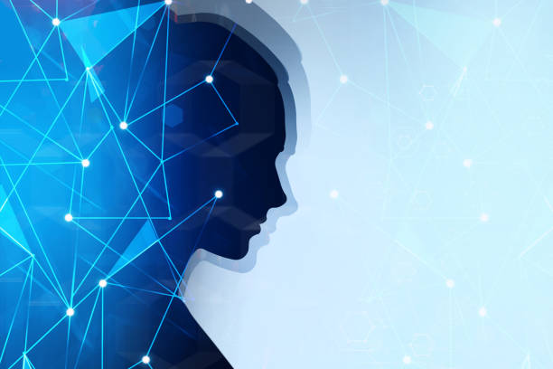 istock Woman silhouette, network, blue 1088172186