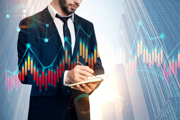 istock Businessman with planner, graph in city 1088175946