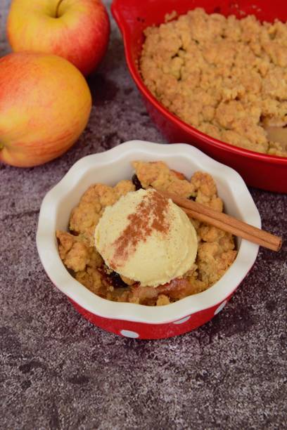 istock Apple crumble dessert with cinnamon and vanilla ice cream 1088188924