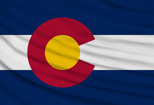 Waving flag of COLORADO in United States.