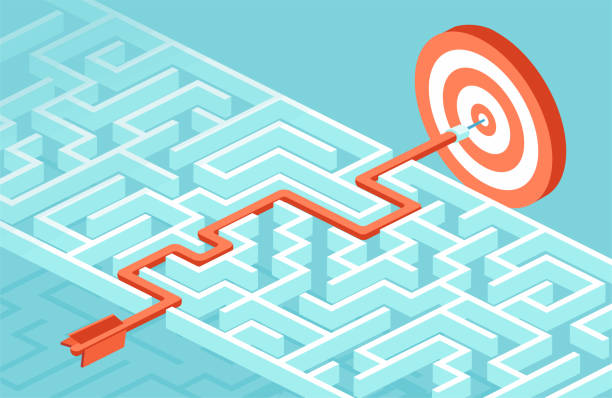 ilustrații de stoc cu concept vectorial pentru strategia de afaceri și planificarea pentru a depăși obstacolele și provocările pentru a ajunge la un succes - flexibilitate