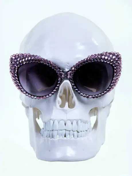 skull with vintage sparkling sunglasses