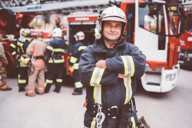 Firefighter looking at camera