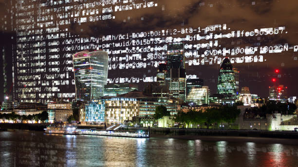 data computer code technology london finance urban city - river orwell imagens e fotografias de stock