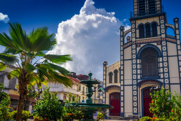 St. Louis Cathedral, in the heart of Fort de France, was built in 1895, on the same site as six other churches that were all destroyed since 1657. stock photo