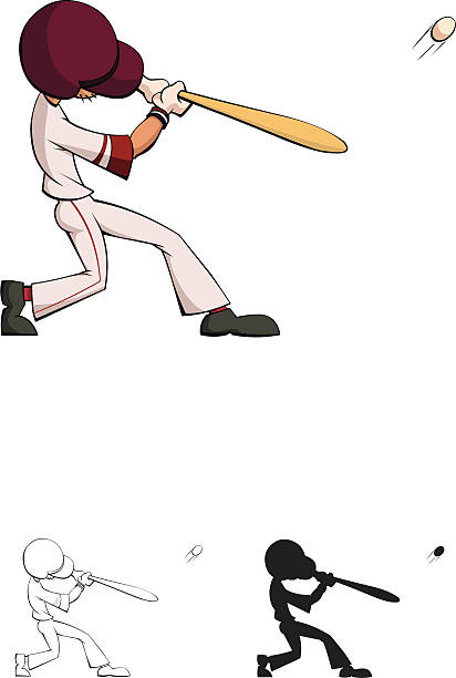 baseballplayer - color image batting illustration technique adult stock-grafiken, -clipart, -cartoons und -symbole