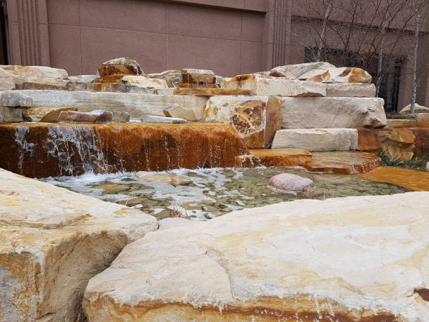 Outdoor Stone Water Fountain stock photo