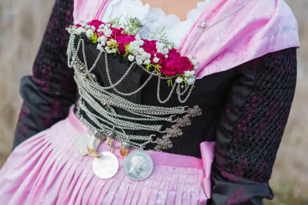 Detail of a magnificent bodice, which is worn only on special occasions and holidays in southern Upper Bavaria