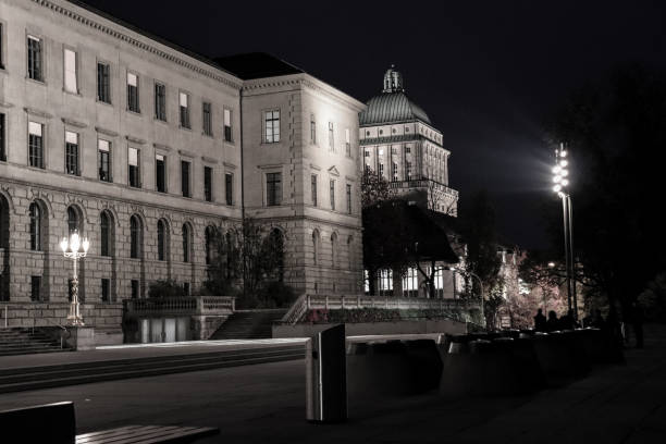 Shot of the magnificent buildings of ETH and University of Zürich at night time.