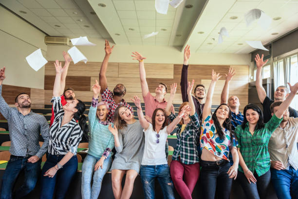 istock Students celebrating the end of the semestre at University 1088238528