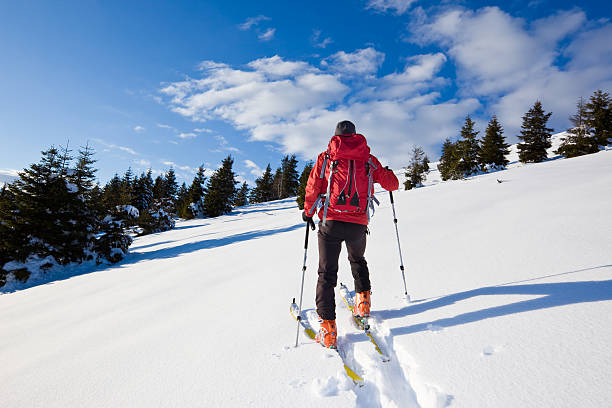 istock Back country skier on white slopes 108825102