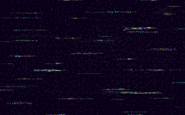 Glitch background with color distortion lines. Television noise effect on black backdrop. Retro VHS concept with glitched shapes. No signal template. Computer screen error. Vector illustration Glitch background with color distortion lines. Television noise effect on black backdrop. Retro VHS concept with glitched shapes. No signal template. Computer screen error. Vector illustration. tv glitch stock illustrations