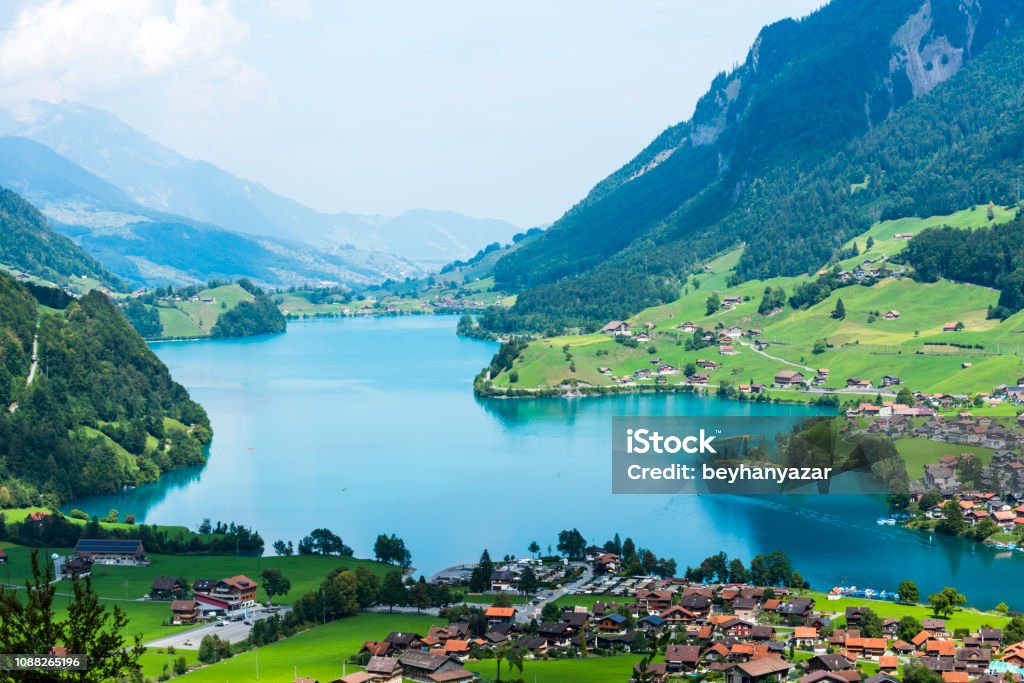 Valley Of Lake Lungern Or Lungerersee In Obwalden Switzerland Stock Photo -  Download Image Now - iStock
