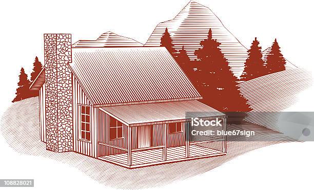 Holzschnitt Kabine Motiv Stock Vektor Art und mehr Bilder von Blockhütte - Blockhütte, Gravur, Außenaufnahme von Gebäuden