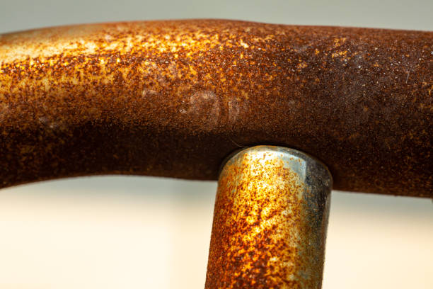 Rusty metal mobile clothes rail, Clothes line, Close up & Macro shot, Selective focus