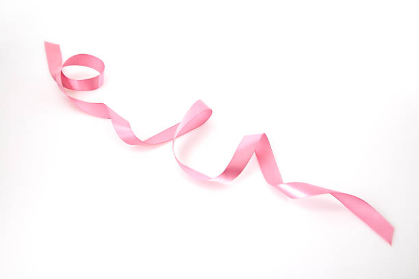 istock Curled pink ribbon on white background 1088296412