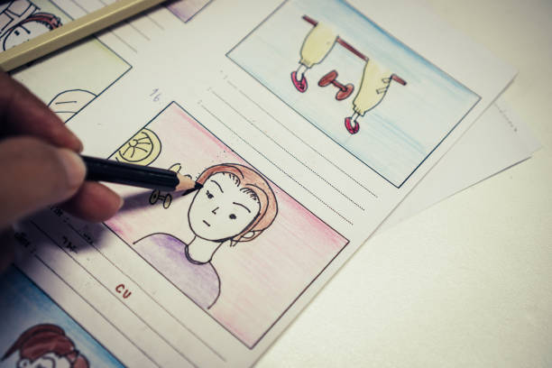istock Creator  Storyboard or storytelling drawing creative for movie process pre-production media films script for video editors, development cartoon illustration animation for production shooting 1088309406