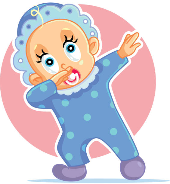 Funny Baby Boy Dabbing Vector Cartoon Cute little child dancing taking first steps funny pregnancy announcements stock illustrations