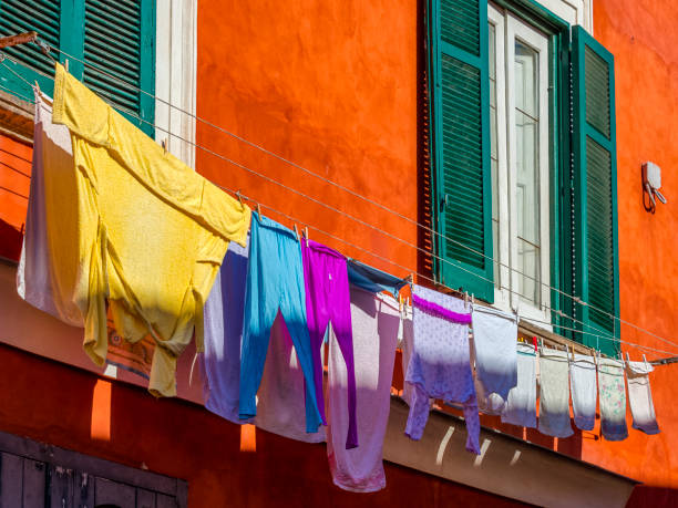 Hanging  Beding on a clothesline