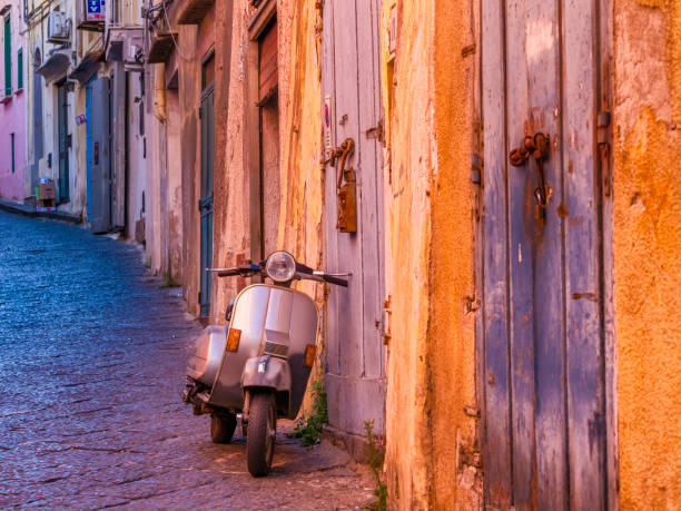 Narrow street on Procida Island, Italy