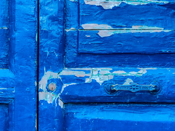 metal grey           morocco in    africa the old wood  facade home and rusty safe padlock