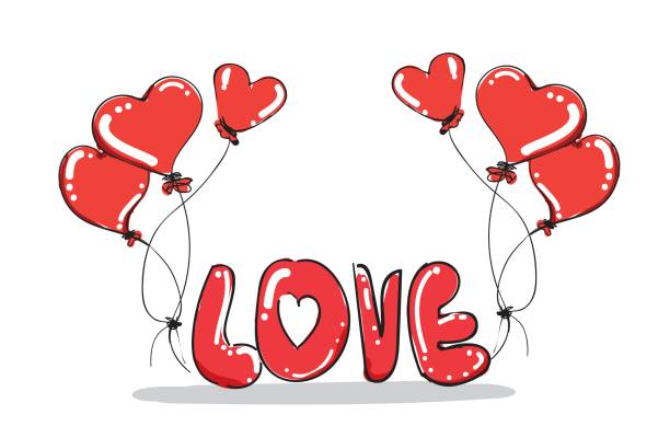 사랑, 행복 한 발렌타인의 날 귀여운 만화 인사말 카드 인사말 카드 심장 크리에이 티브 손 그려진된 카드 벡터, 요소 - cherry valentine stock illustrations