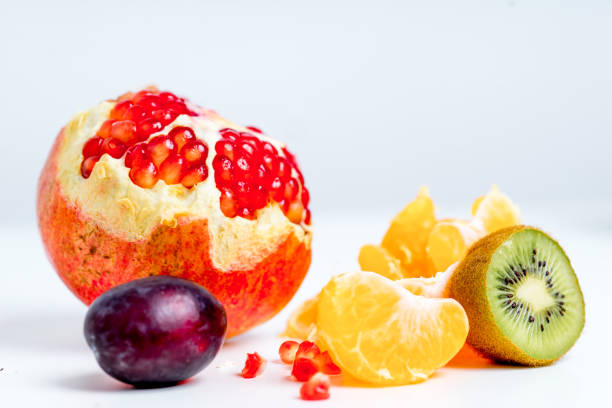 istock Creative layout made of fruits on a white background 1088335358