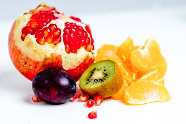 istock Creative layout made of fruits on a white background 1088335382