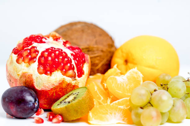 istock Creative layout made of fruits on a white background 1088335414