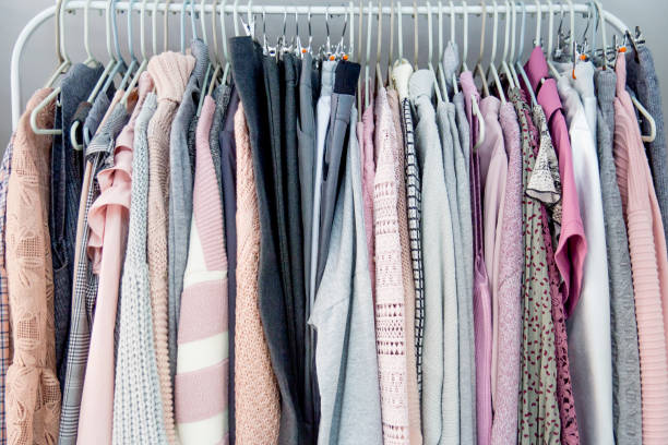 istock Fashion winter coats hanged on a clothes rack 1088345708