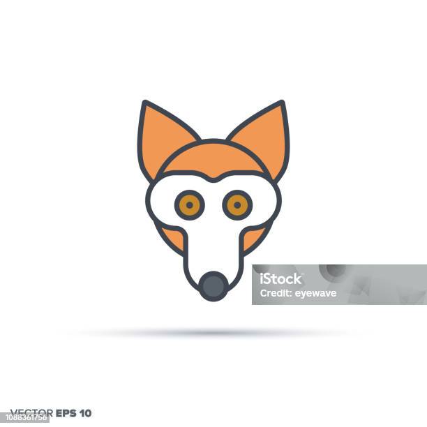 Cute Fox Color Filled Line Icon Vector Stock Illustration - Download Image Now - Fox, Icon Symbol, Animal