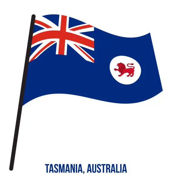 Vector illustration of Tasmania (Tas) Flag Waving Vector Illustration on White Background. States Flag of Australia
