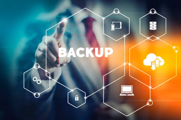 Importance of backups Data security backup concept business man selecting word from modern virtual interface backup stock pictures, royalty-free photos & images